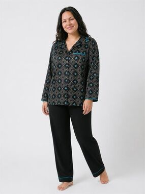 Victoria's Secret Vintage Pajama Top with Teal Geo Print